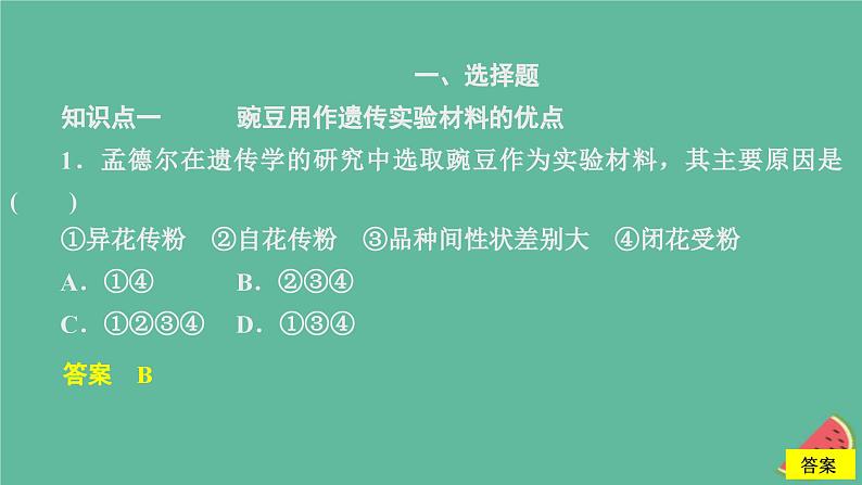 新教材2023版高中生物第1章遗传因子的发现第1节孟德尔的豌豆杂交实验一第1课时一对相对性状的杂交实验过程和解释课件新人教版必修203