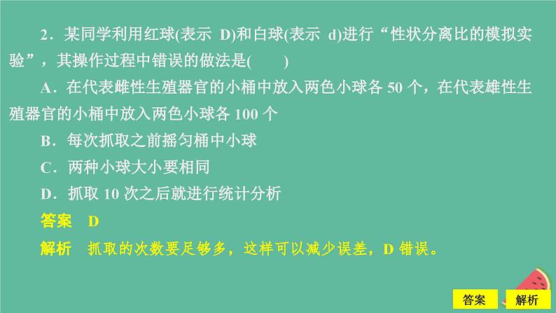 新教材2023版高中生物第1章遗传因子的发现第1节孟德尔的豌豆杂交实验一第2课时对分离现象解释的验证和分离定律课件新人教版必修205