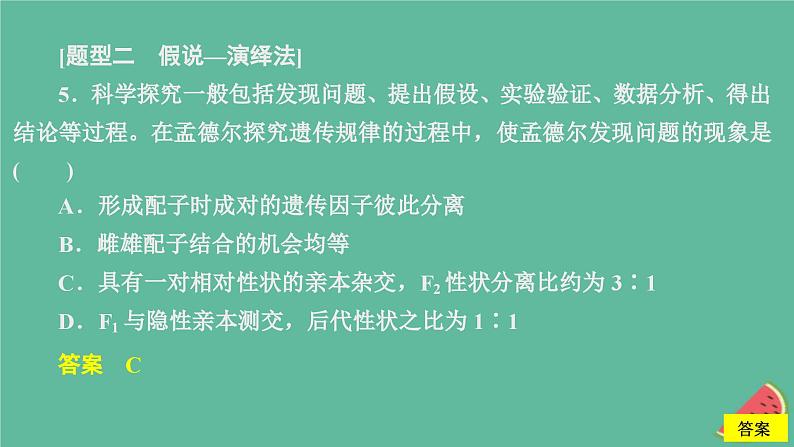 新教材2023版高中生物第1章遗传因子的发现第1节孟德尔的豌豆杂交实验一第2课时对分离现象解释的验证和分离定律课件新人教版必修208