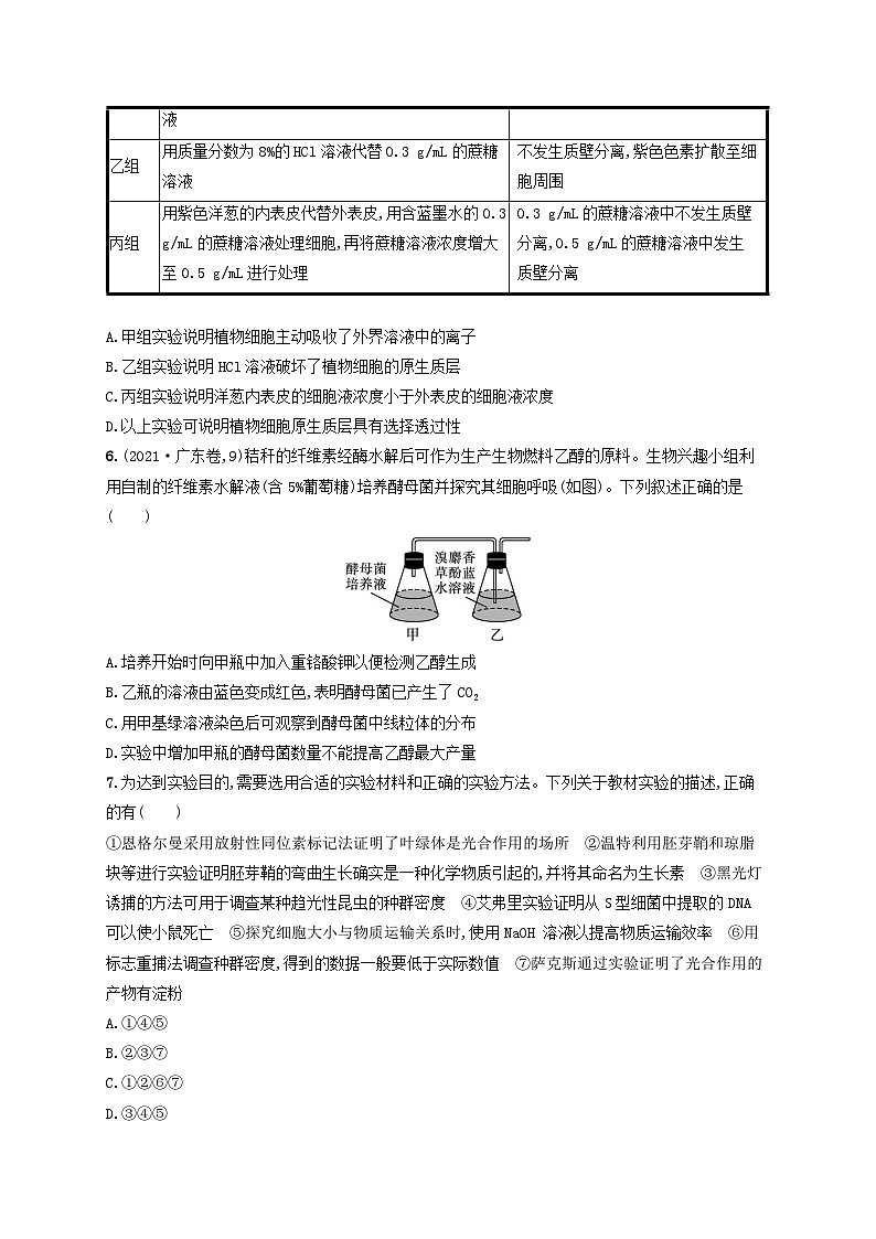 适用于老高考旧教材2024版高考生物二轮复习专题提升练8实验与探究（附解析）第2页