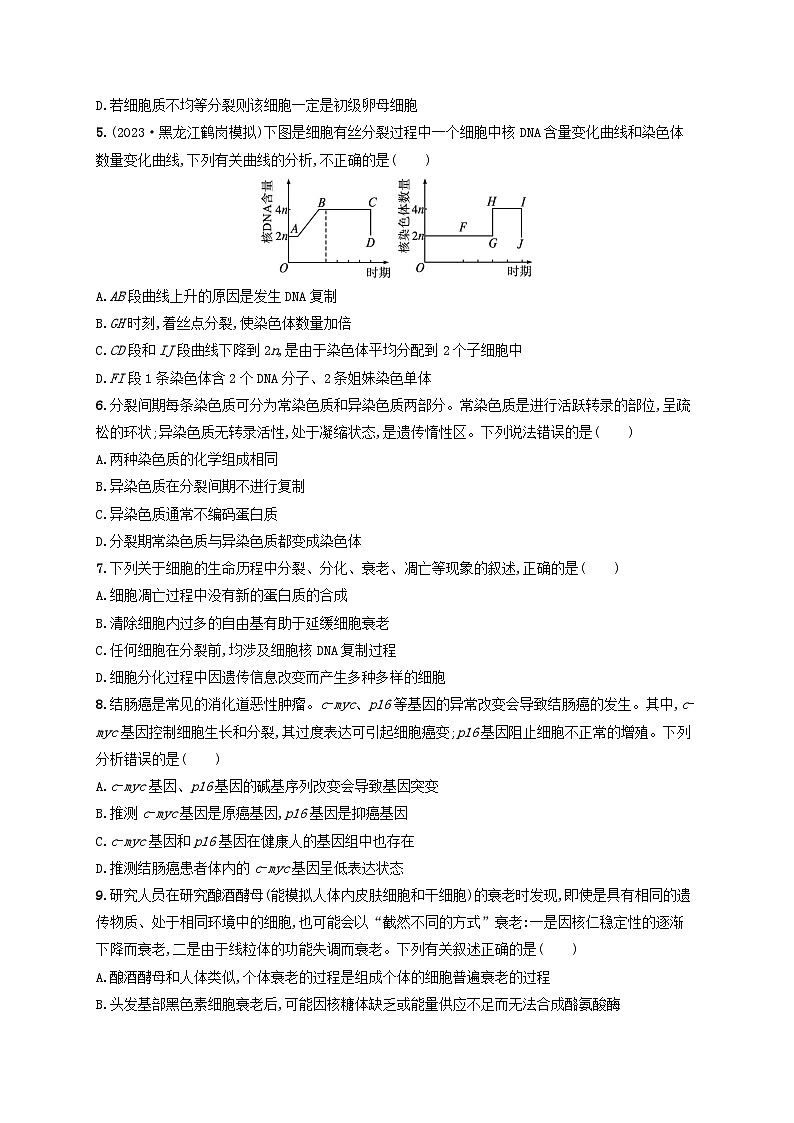 适用于老高考旧教材2024版高考生物二轮复习专题提升练3细胞的生命历程含减数分裂（附解析）第2页