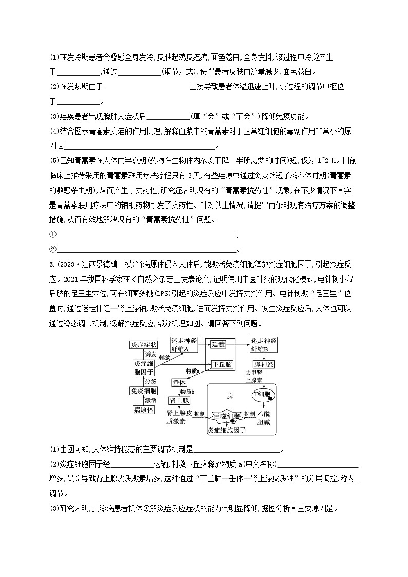 适用于新高考新教材2024版高考生物二轮复习大题分析与表达练4个体生命活动的调节（附解析）02