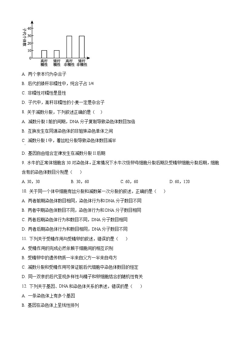 陕西省部分名校2022-2023学年高一下学期期中联考生物试题02