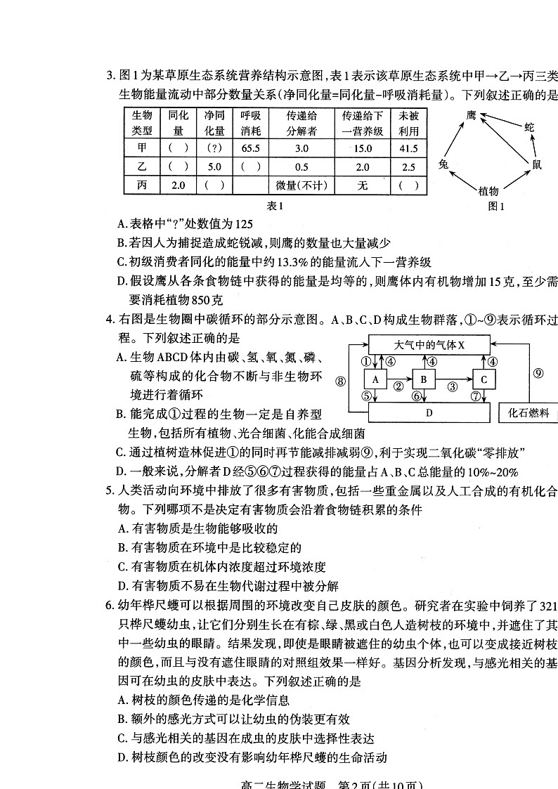 山西省2022-2023学年高二下学期期中考试生物学试题02