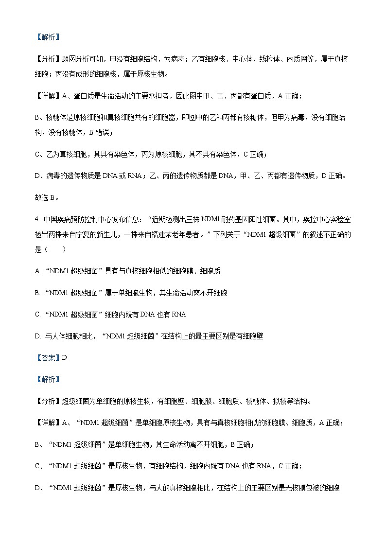 2023-2024学年湖北省重点高中智学联盟高一上学期10月联考生物试题含答案03
