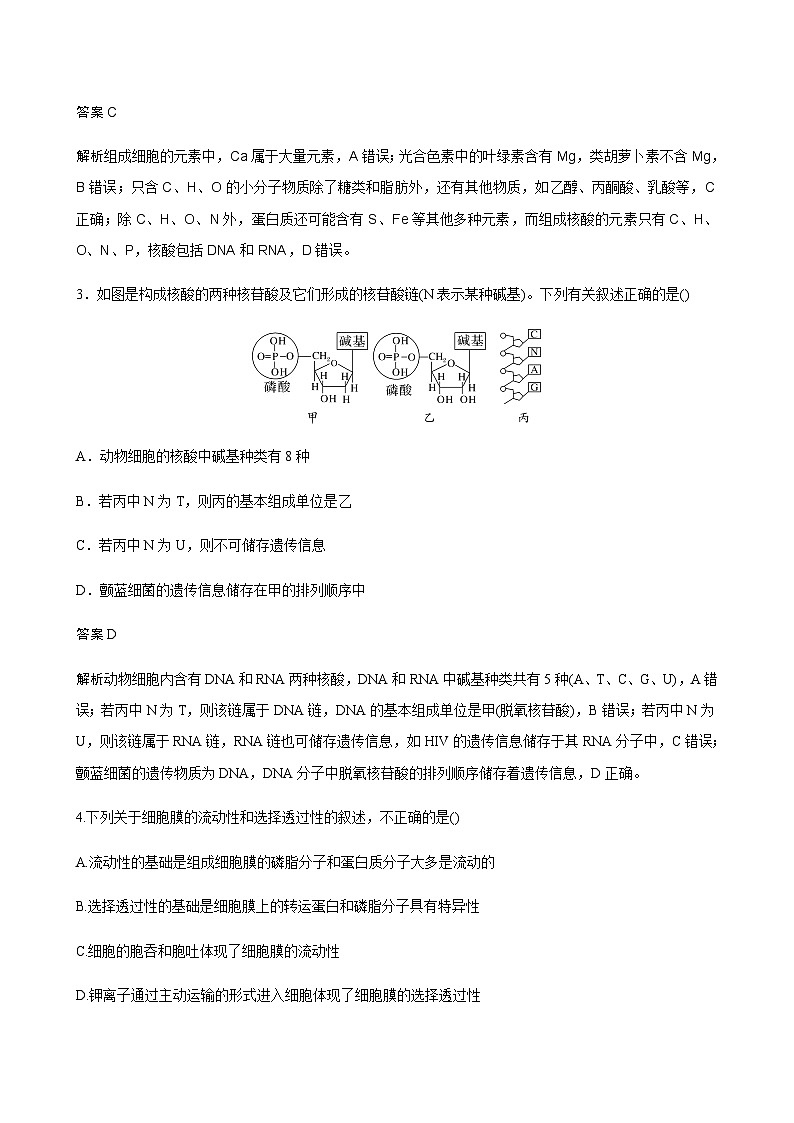 2023-2024学年吉林省长春外国语学校高一上学期11月期中考试生物含答案02