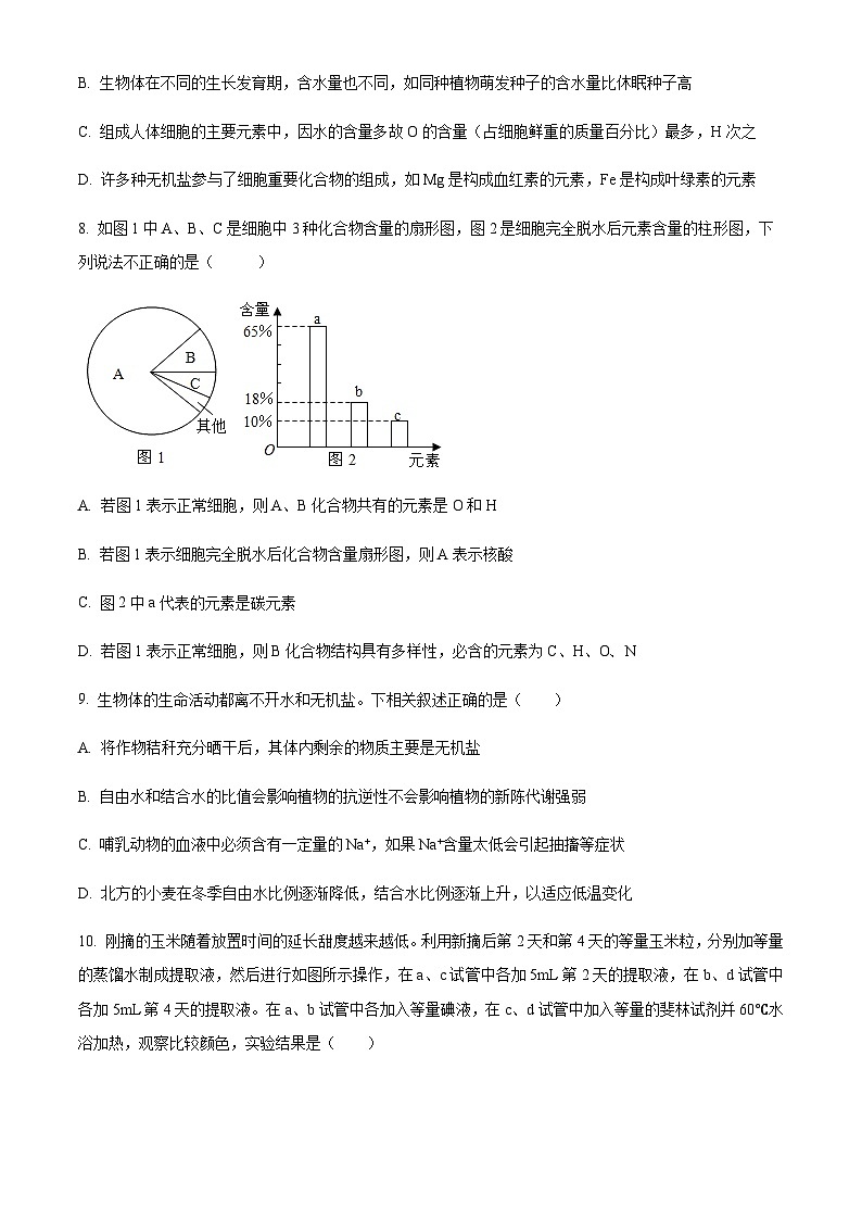 陕西省汉中市西乡县一中2023-2024学年高一11月期中生物试题  Word版无答案 第3页