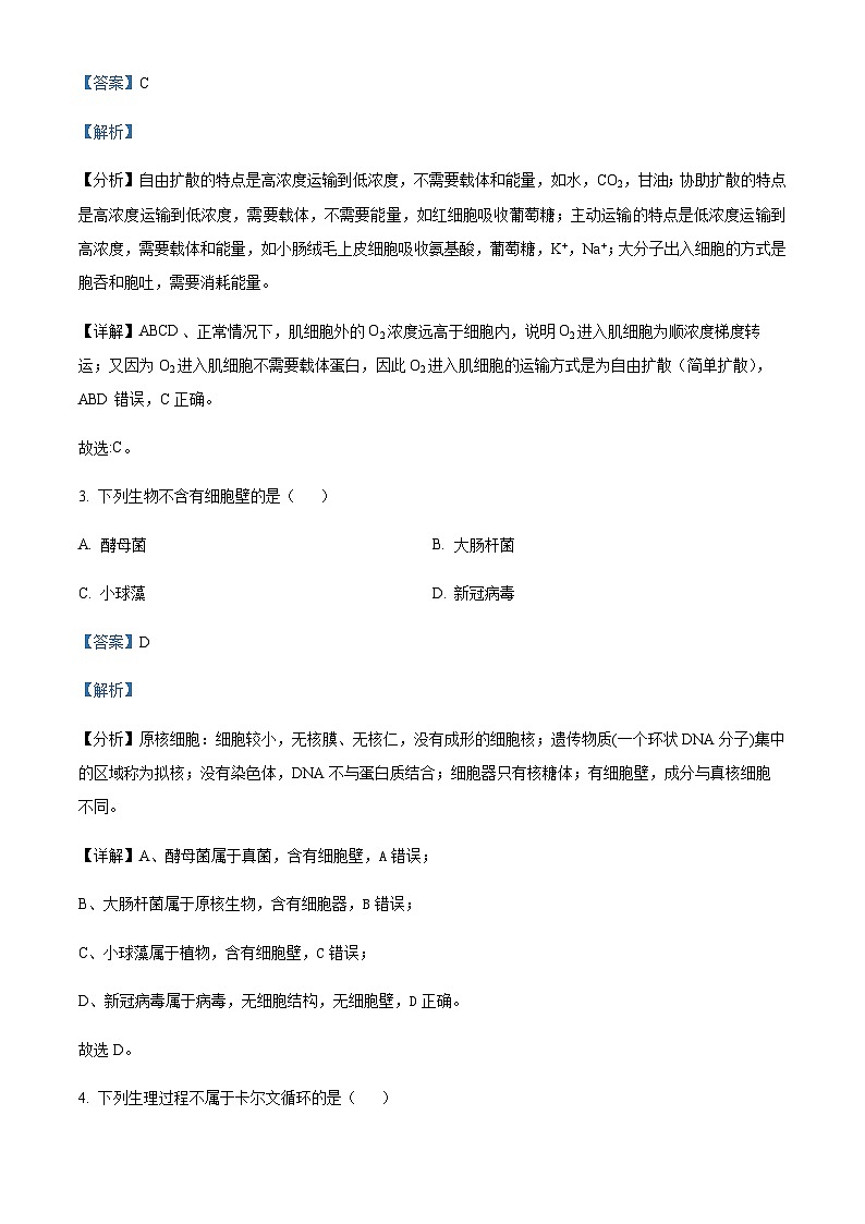 2023-2024学年浙江省宁波市镇海中学高一11月期中生物试题含答案02