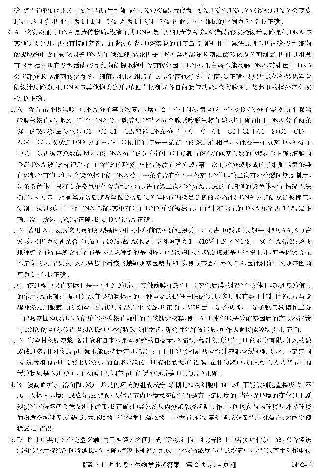 2024省齐齐哈尔普高联谊校高三上学期11月月考试题生物PDF版含答案02