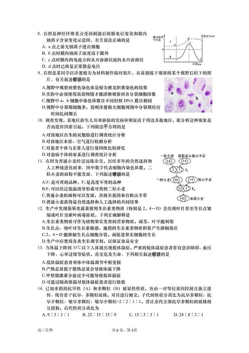 2024淮安高中校协作体高三上学期期中联考试题生物PDF版含答案02