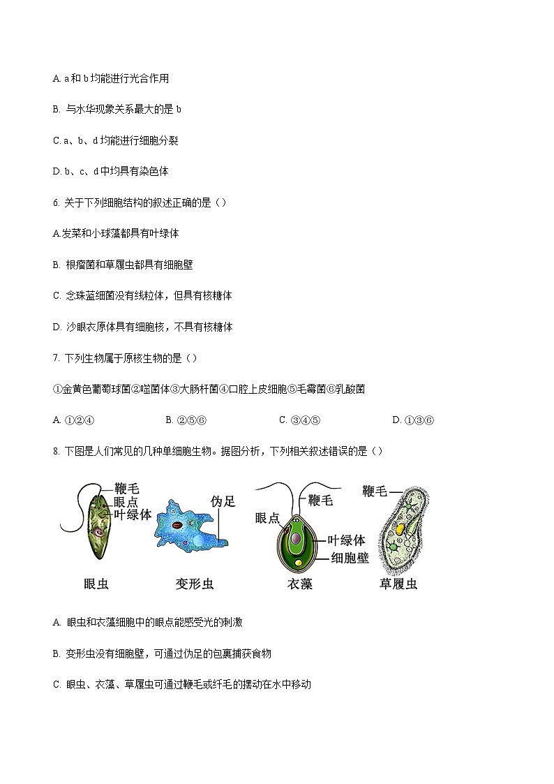 2023-2024学年山西省长治二中（三重教育）高一第一学期质量监测生物含答案03
