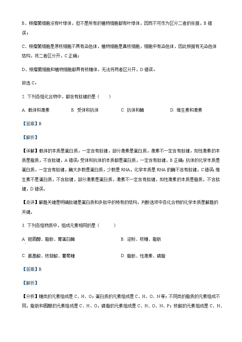 2023-2024学年四川省宜宾市叙州区第二中学高一上学期期中生物试题含答案02