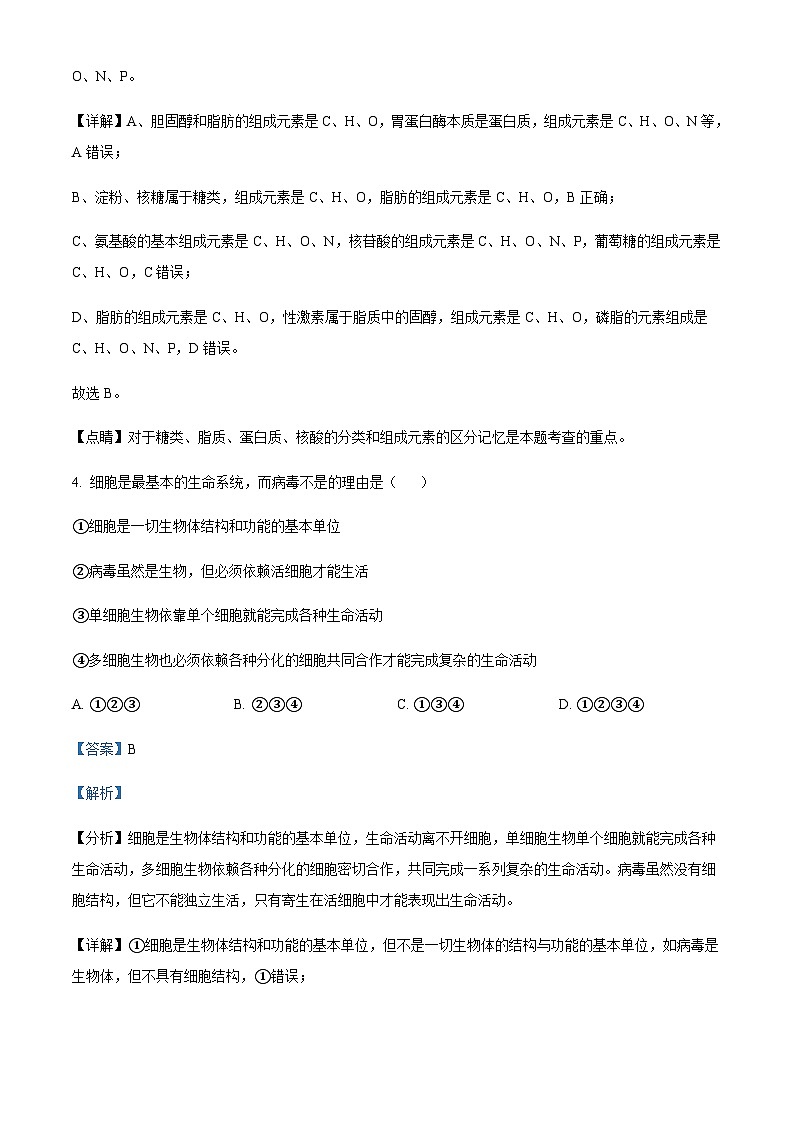 2023-2024学年四川省宜宾市叙州区第二中学高一上学期期中生物试题含答案03