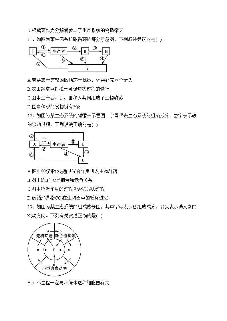3.4生态系统中的物质能被循环利用——2023-2024学年高二生物学浙科版（2019）选择性必修二课时分层练(含答案)03