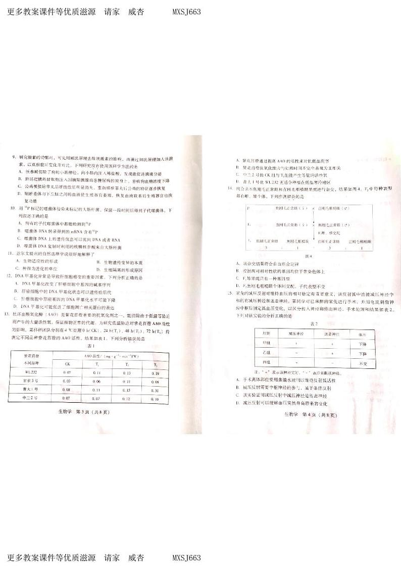 2024届广东省茂名市化州市高三一模生物试题02
