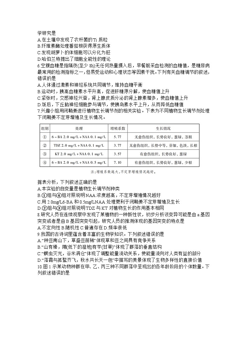 2024广东省高三上学期11月统一调研测试生物含解析02