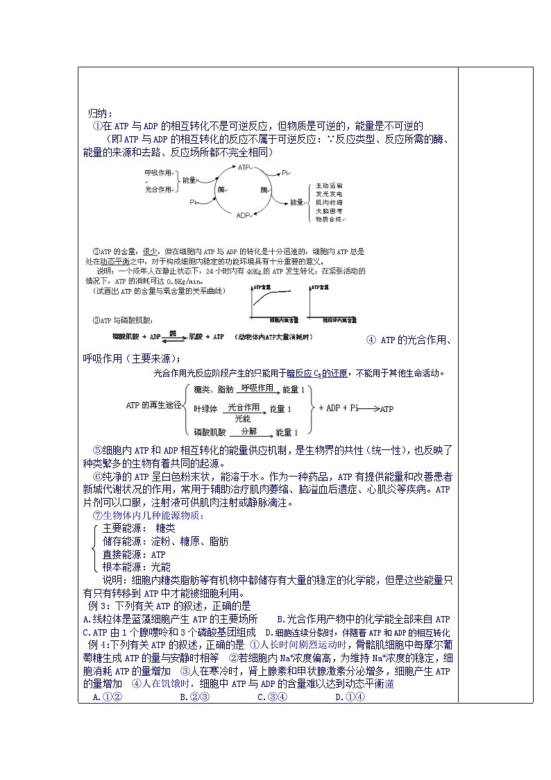 高中生物（新人教版必修1）教案：5.2《细胞的能量通货》02