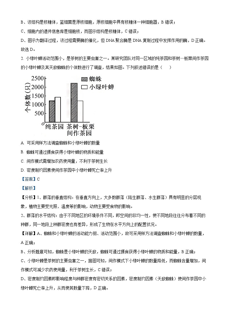 广东省2023-2024学年高三上学期第二次调研考试生物试题（解析版）03