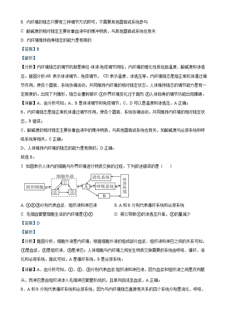 黑龙江省鸡西市虎林市高级中学2023-2024学年高二上学期第一次月考生物试题（解析版）03