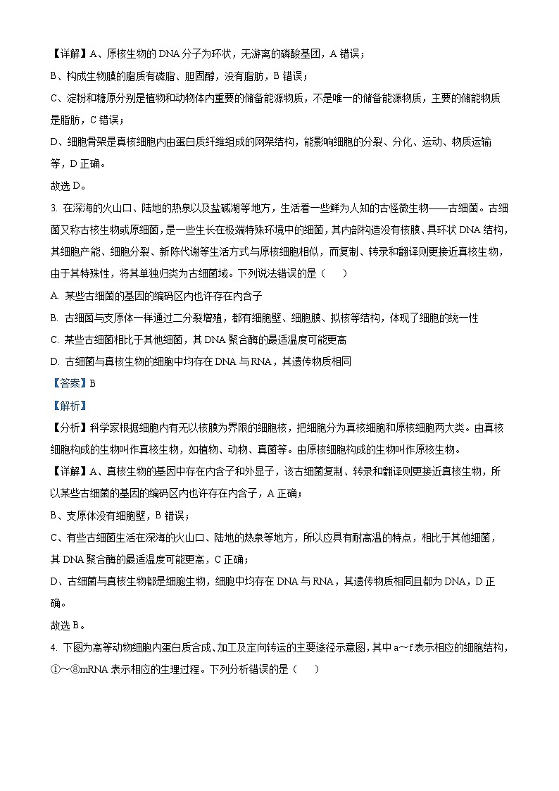 湖南省衡阳市2023-2024学年高三11月联考生物试题（解析版）03