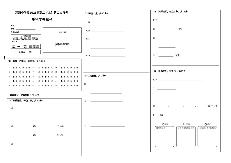 2024达州万源中学高二上学期第二次月考试题（11月）生物含答案01