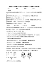 河北省石家庄市一中2023-2024学年高一上学期中生物试题(含答案)