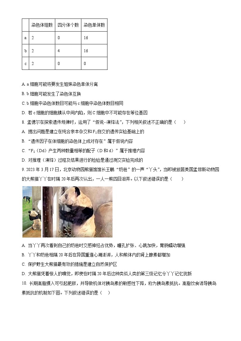福建省莆田第一中学2023-2024学年高三上学期期中生物试题（Word版附解析）03