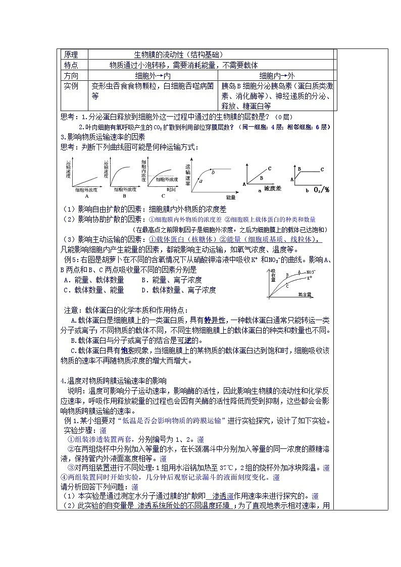 高中生物（新人教版必修1）教案：第4章《细胞的物质输入和输出》第3课时第3页
