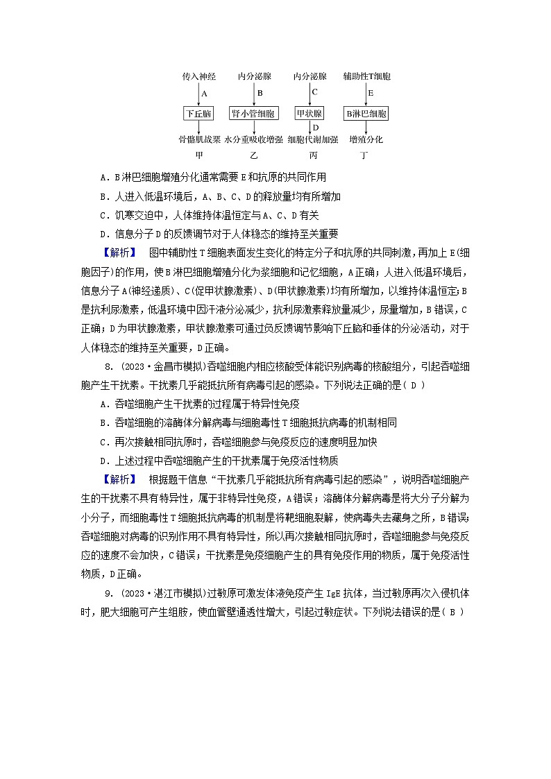 新教材适用2024版高考生物二轮总复习第1部分核心考点突破专题7生命活动的调节03