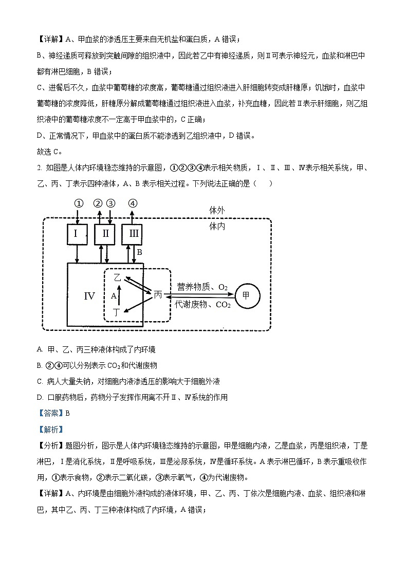 四川省绵阳市南山中学2023-2024学年高二上学期期中生物试题（Word版附解析）02