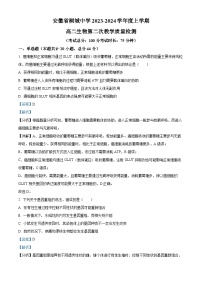 安徽省安庆市桐城中学2023-2024学年高二上学期第二次生物试题（Word版附解析）