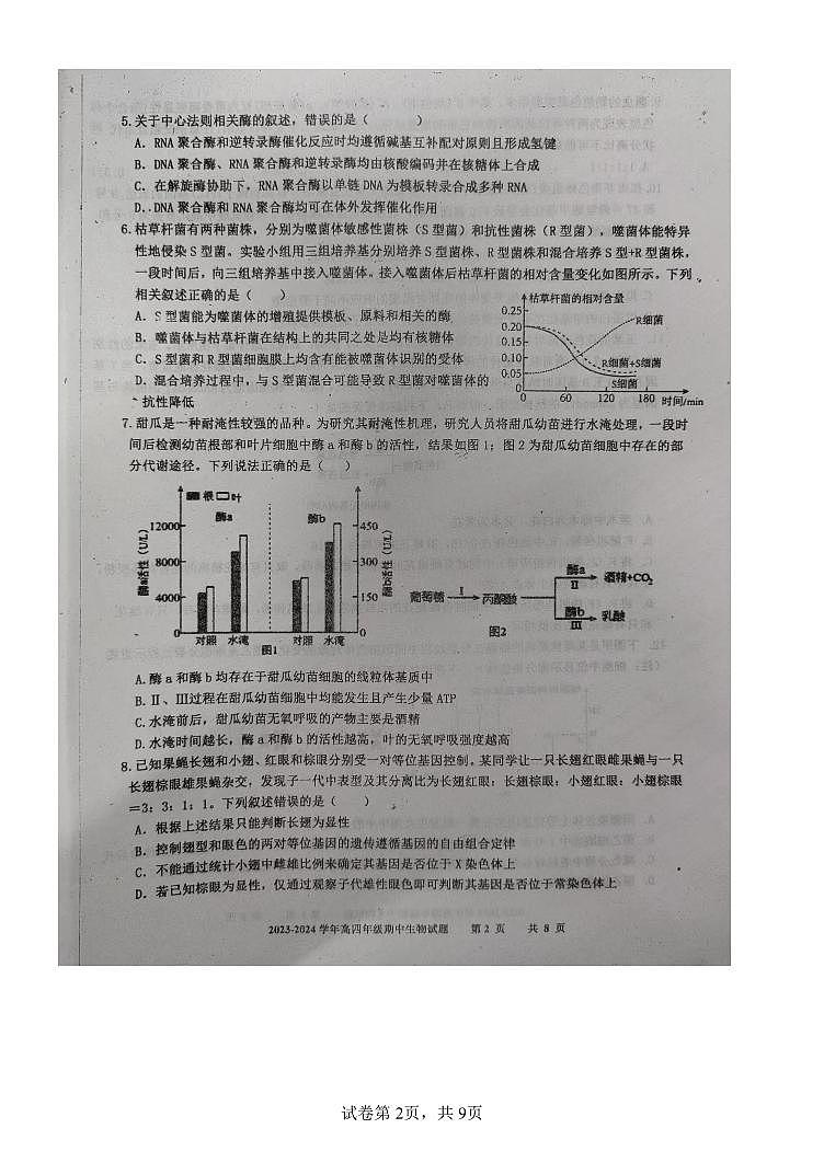 河北省衡水市武邑县河北武邑中学2023-2024学年高三上学期12月期中生物试题02