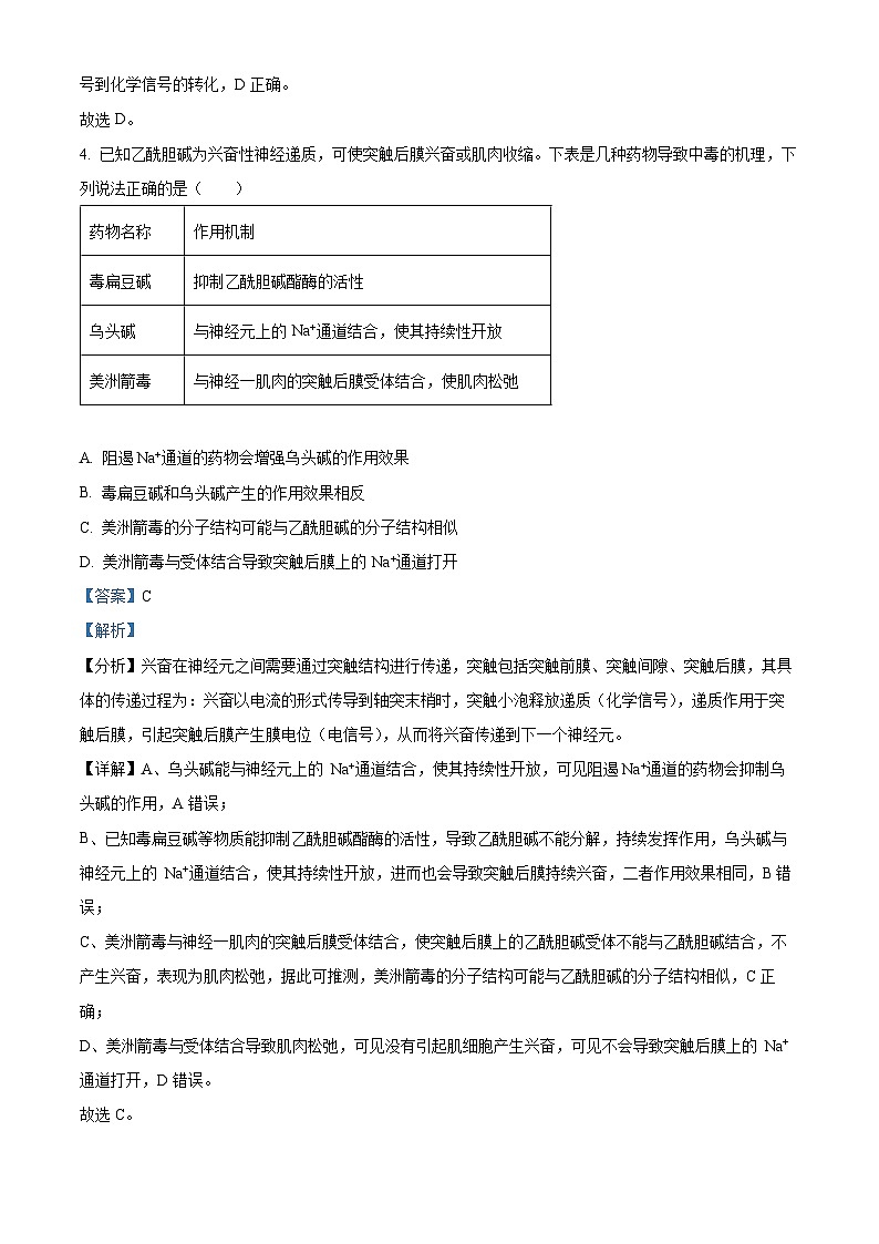 安徽省皖豫联盟2023-2024学年高二上学期期中生物试题（Word版附解析）03