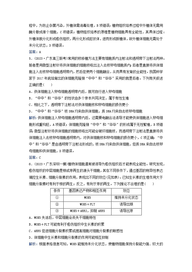 2024届高考生物二轮专题复习与测试专题强化练十六细胞工程及生物技术的安全性与伦理问题第3页