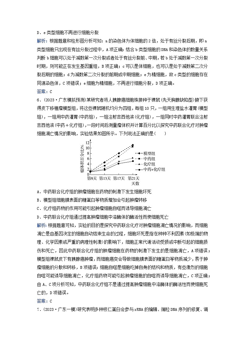 2024届高考生物二轮专题复习与测试专题强化练五细胞的生命历程含减数分裂和受精作用第3页