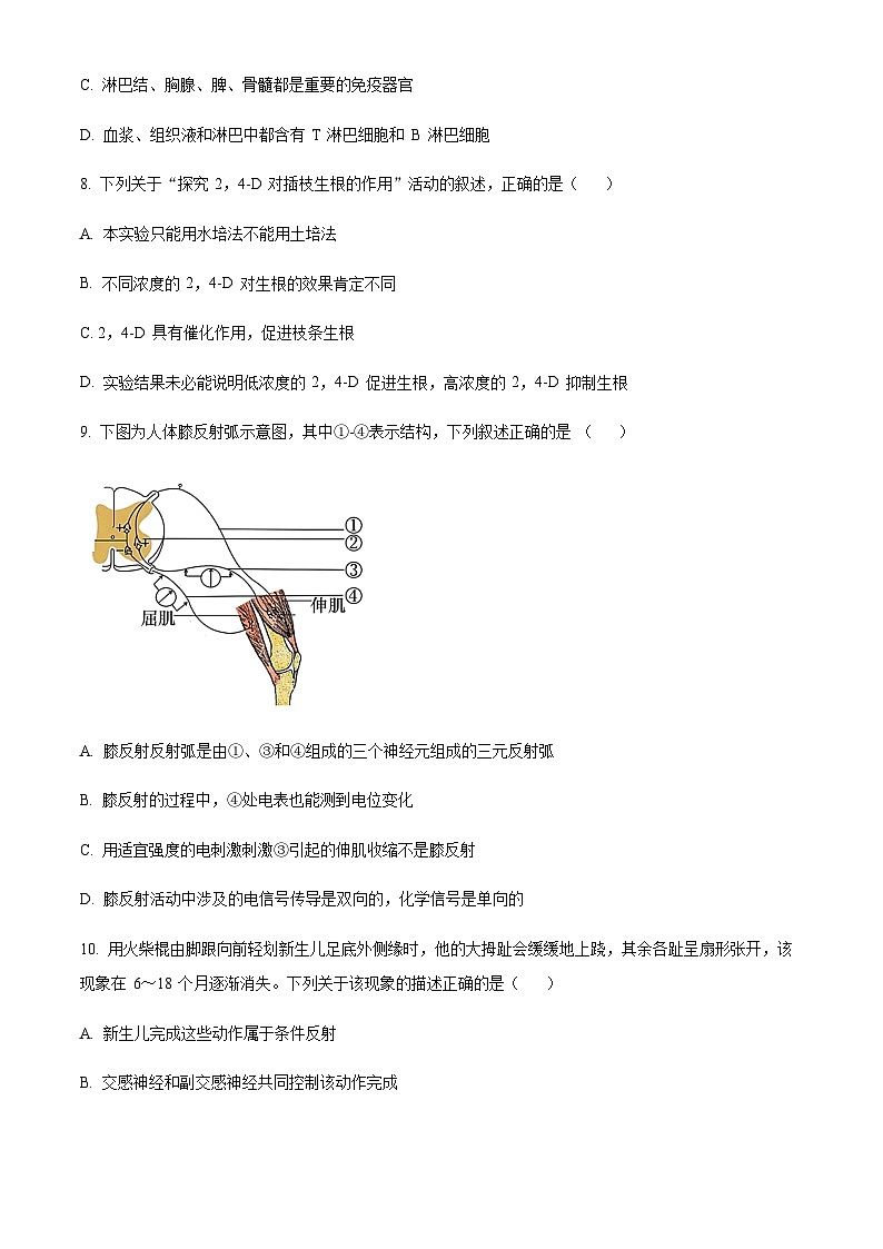 2023-2024学年浙江省嘉兴市桐乡市高级中学八校联盟高二上学期期中联考生物试题含答案03