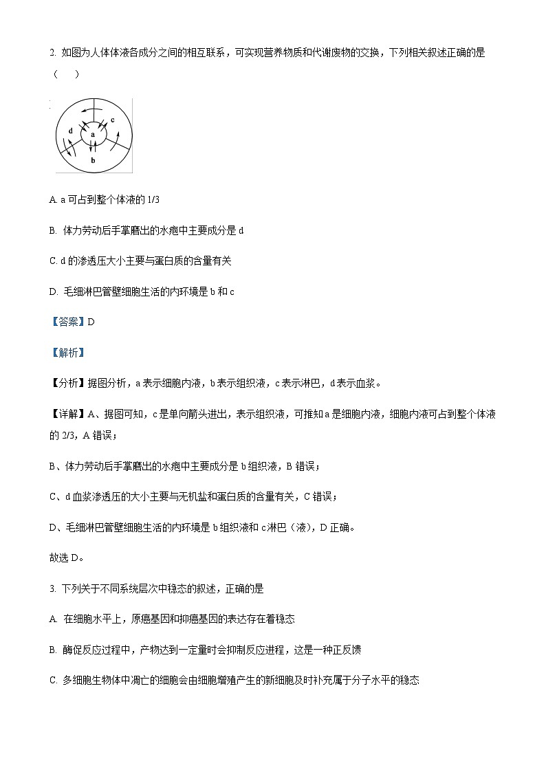 2023-2024学年重庆市荣昌中学高二上学期期中生物试题含答案02
