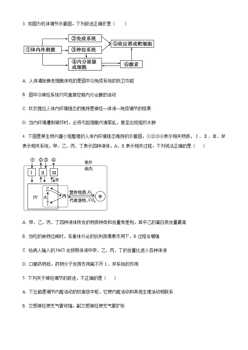 四川省成都外国语学校2023-2024学年高二11月期中生物试题  Word版无答案第2页