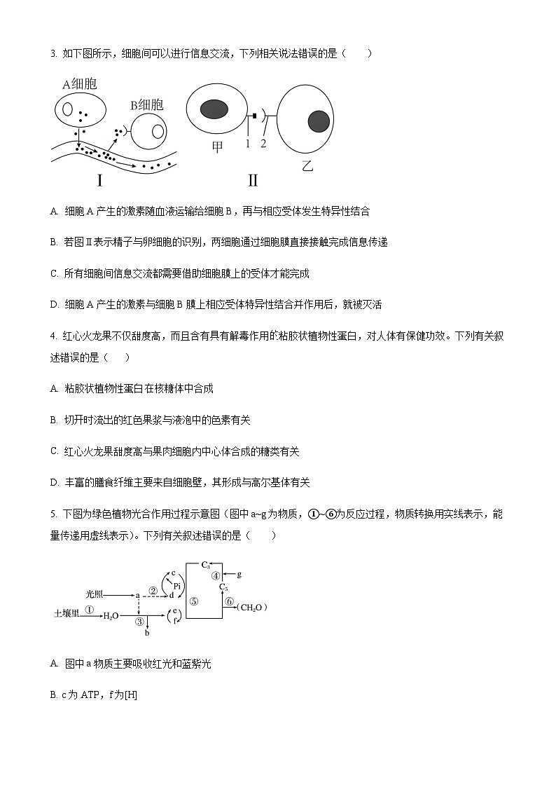 2023-2024学年四川省南充高级中学高二上学期11月期中考试生物试题含答案02