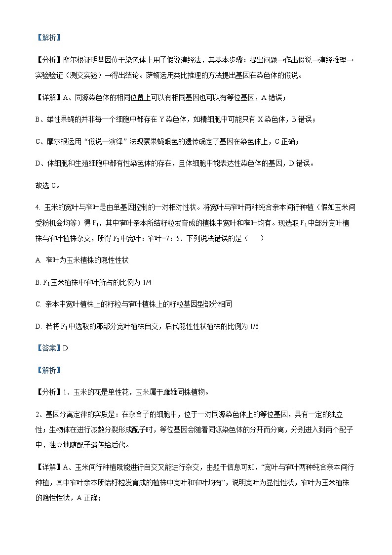 新疆石河子市一中2023-2024学年高二9月月考生物试题  Word版含解析 第3页