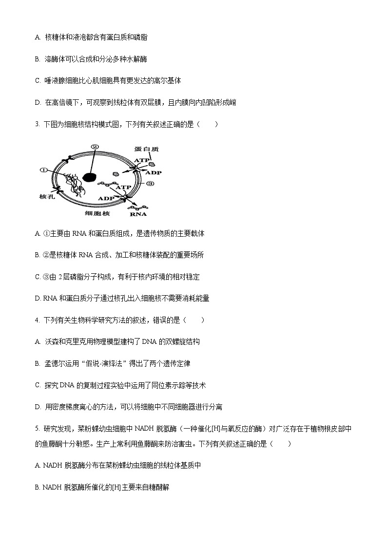 2023-2024学年浙江省杭州市高中四校高二上学期10月联考生物试题含答案02