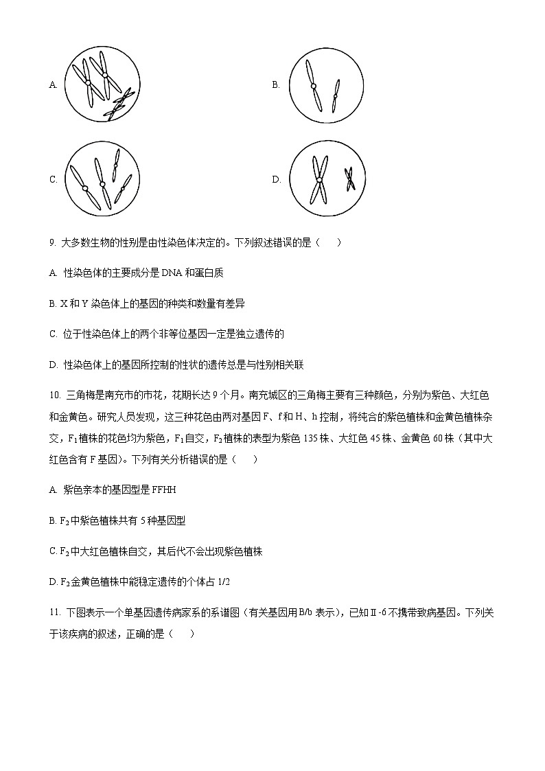 2023-2024学年四川省南充高级中学高二10月月考生物试题含答案03