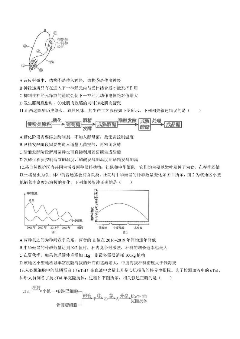 2022-2023学年江苏省南京师大附中四所百强中学高二下学期6月月考生物试题PDF版含答案第3页