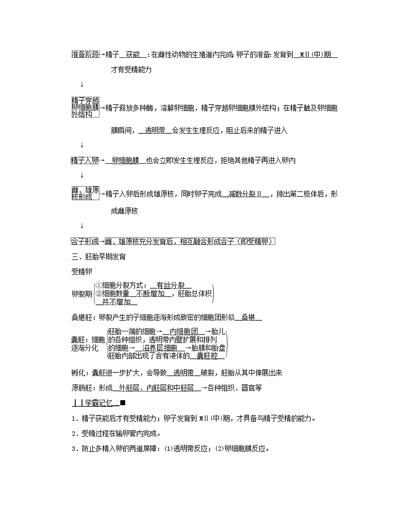 新教材2023年高中生物第2章细胞工程第3节胚胎工程1胚胎工程的理论基础学案新人教版选择性必修302