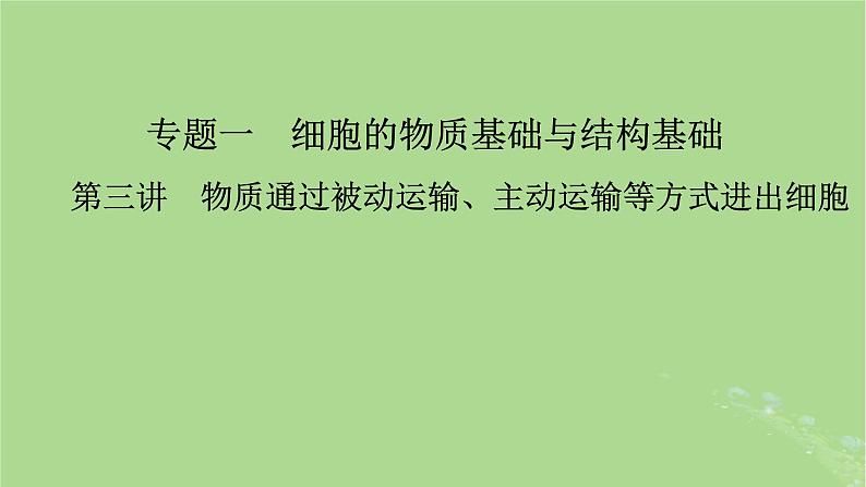 新教材适用2024版高考生物二轮总复习第1部分核心考点突破专题1细胞的物质基础与结构基础第3讲物质通过被动运输主动运输等方式进出细胞课件02