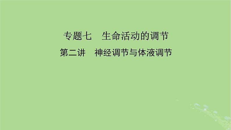 新教材适用2024版高考生物二轮总复习第1部分核心考点突破专题7生命活动的调节第2讲神经调节与体液调节课件02