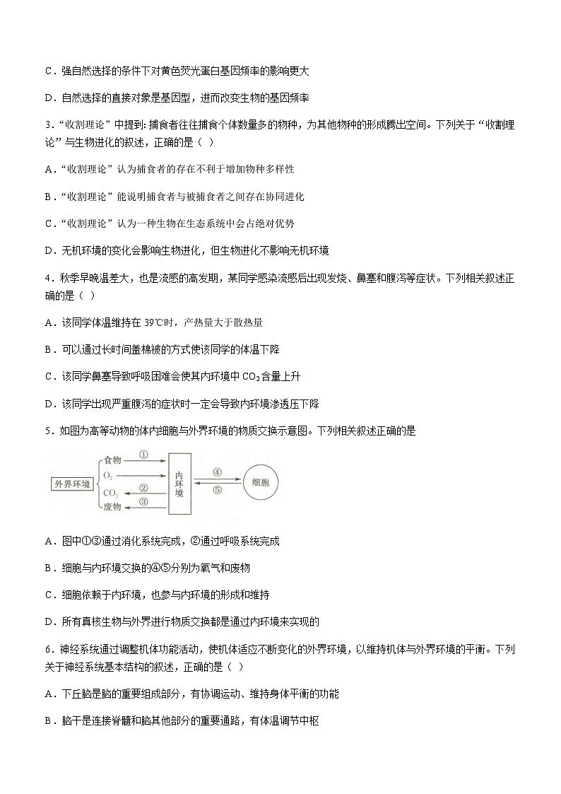 2023-2024学年安徽省合肥市第一中学高二上学期期中考试生物试题含答案02