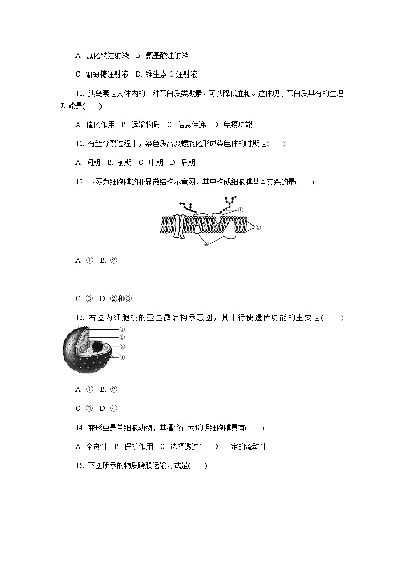 2023-2024学年江苏省普通高中学业水平合格性考试模拟生物试卷（一）（含解析）第2页