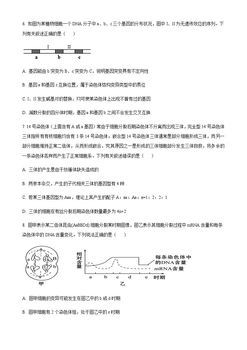 安徽省安庆一中2021-2022学年高二上学期期中生物试题  Word版无答案第3页