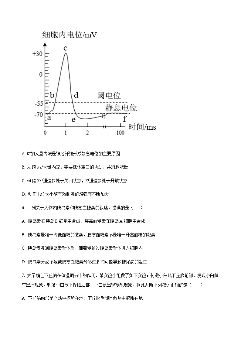 山西省阳泉市第一中学2022-2023学年高二上学期期中生物试题（原卷版）第3页